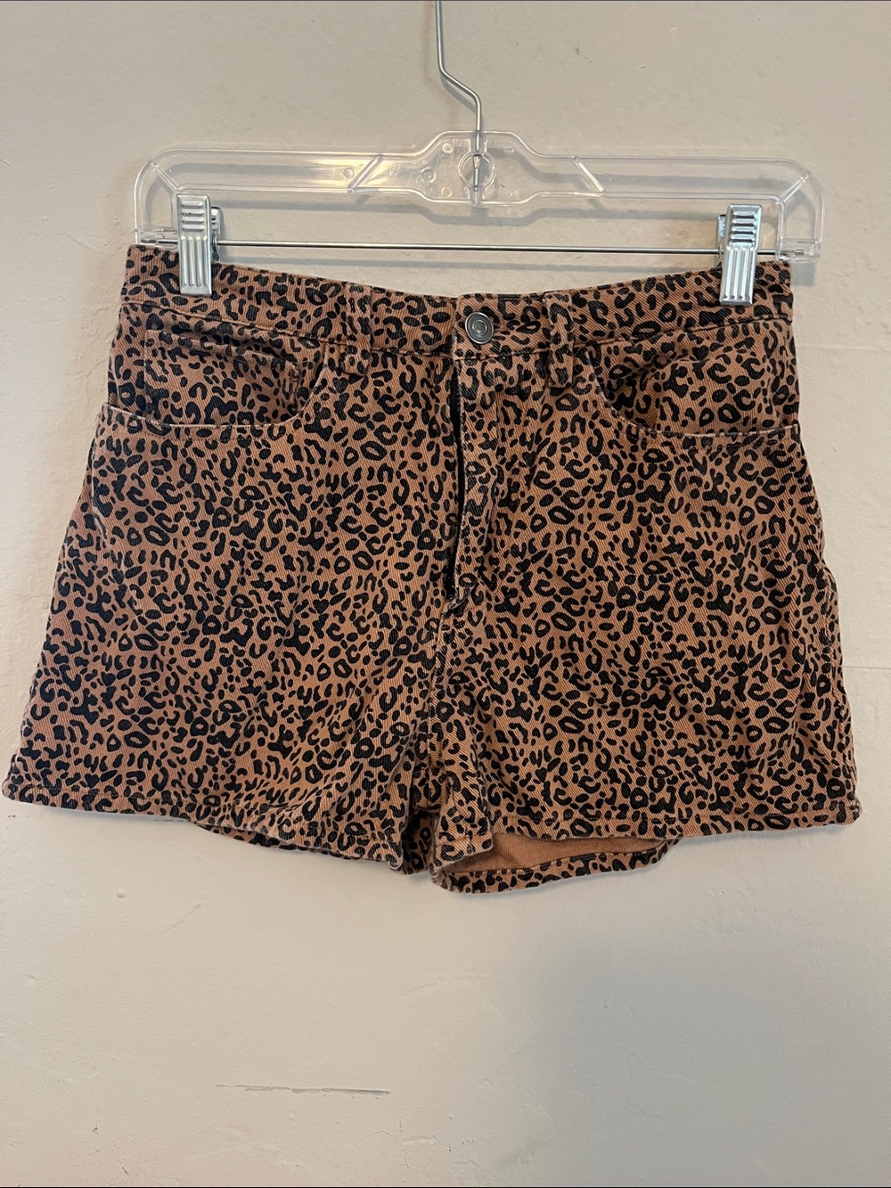 Kori Leopard Print Jean Shorts - Brown/Black